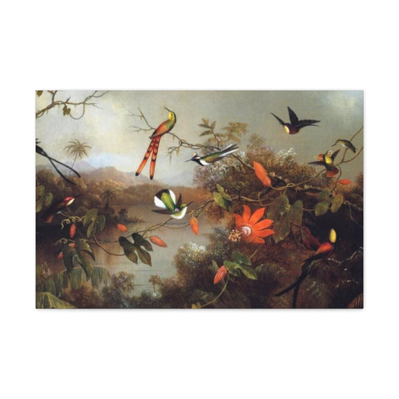 Tropical Landscape With Ten Hummingbirds - Martin Johnson Heade Canvas Wall Art