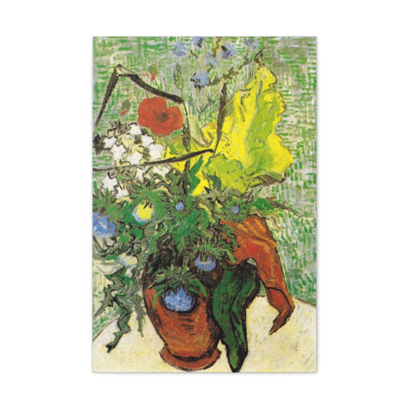 Wild Flowers and Thistles in a Vase - Vincent van Gogh Canvas Wall Art