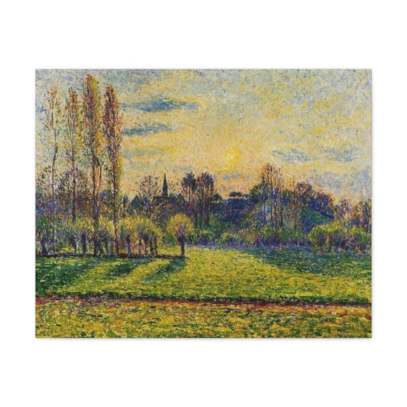 View of Bazincourt, Sunset - Camille Pissarro Canvas Wall Art