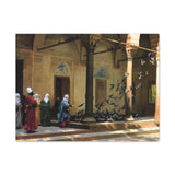 Harem Women Feeding Pigeons in a Courtyard - Jean-Leon Gerome Canvas Wall Art
