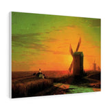 Windmills in the Ukrainian steppe at sunset - Ivan Aivazovsky