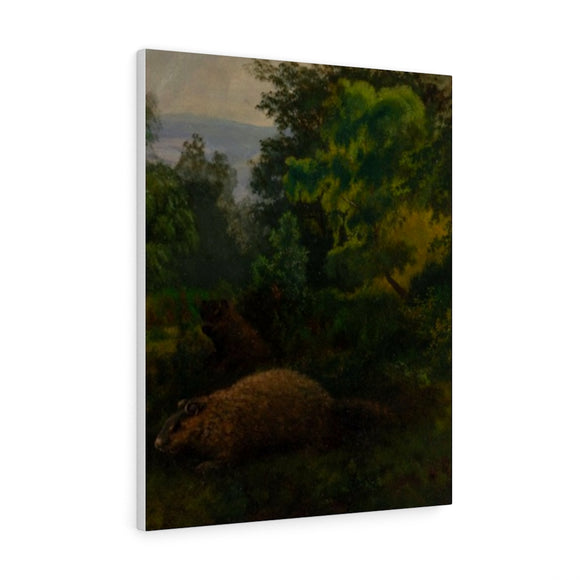 Two Woodchucks in Westphalian Forest - Albert Bierstadt Canvas
