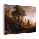 Indian Encampment, Late Afternoon - Albert Bierstadt Canvas