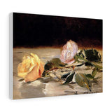 Two roses on a tablecloth - Edouard Manet Canvas