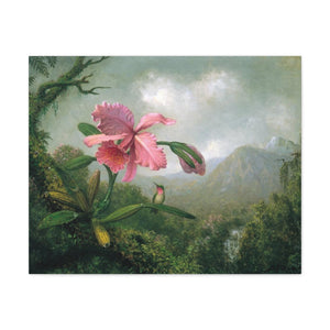 Orchid And Hummingbird Near A Mountain Waterfall - Martin Johnson Heade Canvas Wall Art