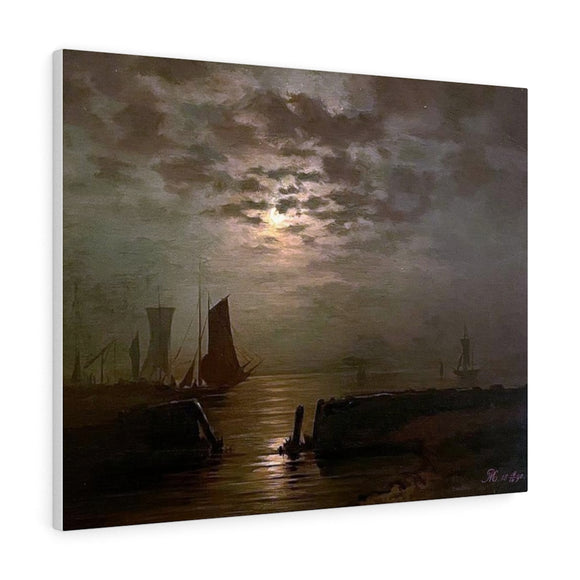 Ships in the moonlight - Piet Mondrian Canvas