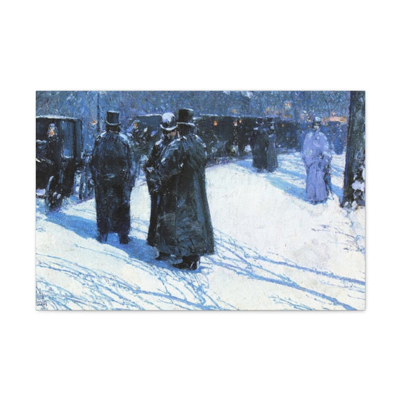 Cab Stand at Night, Madison Square, New York - Childe Hassam Canvas Wall Art