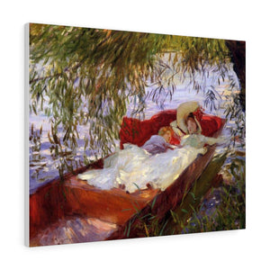 Two Women Asleep In A Punt Under The Willows - John Singer Sargent Canvas