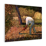 Peasant with Hoe - Georges Seurat Canvas