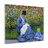Camille Monet and a Child in the Artist’s Garden in Argenteuil - Claude Monet Canvas