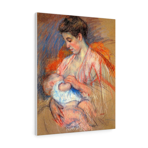 Mother Jeanne Nursing Her Baby - Mary Cassatt Canvas