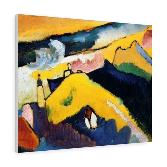 Mountain landscape with church - Wassily Kandinsky Canvas