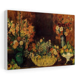 Vase Basket Of Flowers And Fruit - Pierre-Auguste Renoir Canvas