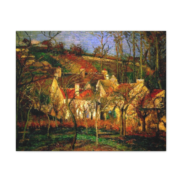 The Red Roofs, or Corner of a Village, Winter - Camille Pissarro Canvas Wall Art