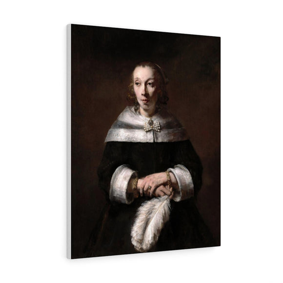 Portrait of a Lady with an Ostrich-Feather Fan - Rembrandt Canvas