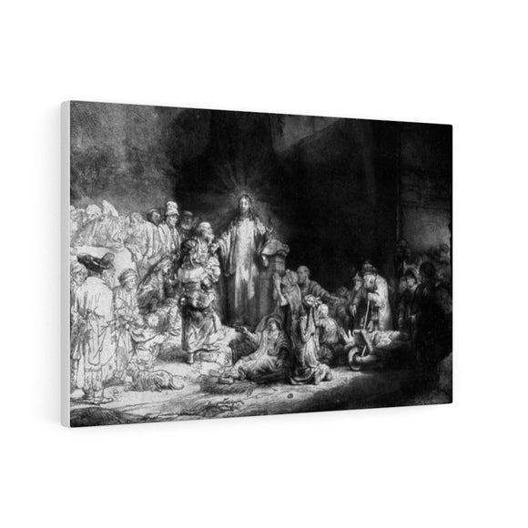 The Little Children Being Brought to Jesus, The 100 Guilder Print - Rembrandt Canvas