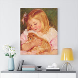 Sara Holding A Cat - Mary Cassatt Canvas