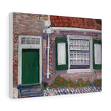 House façade with green trimmed shutters - Piet Mondrian Canvas
