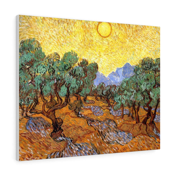 Olive Trees with Yellow Sky and Sun - Vincent van Gogh Canvas