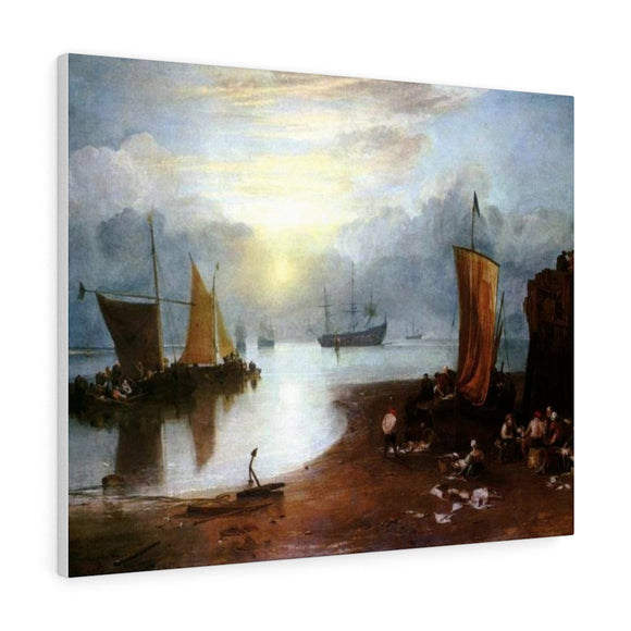 Sun Rising through Vapour: Fishermen Cleaning and Selling Fish - Joseph Mallord William Turner Canvas