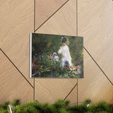 Young woman among the flowers - Edouard Manet Canvas Wall Art