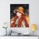 Young Girl In A Straw Hat - Pierre-Auguste Renoir Canvas
