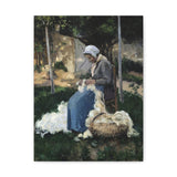 Peasant Woman Carding Wool - Camille Pissarro Canvas Wall Art