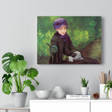 Susan Seated Outdoors Wearing A Purple Hat - Mary Cassatt Canvas