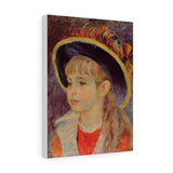 Young Girl in a Blue Hat - Pierre-Auguste Renoir Canvas