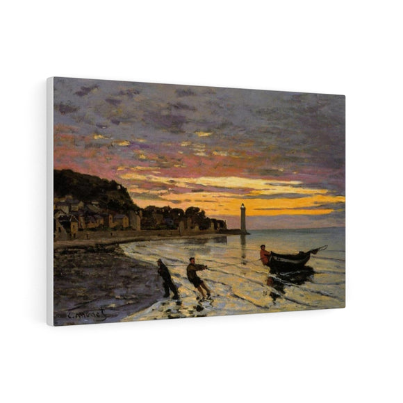 Hauling a Boat Ashore, Honfleur - Claude Monet Canvas Wall Art